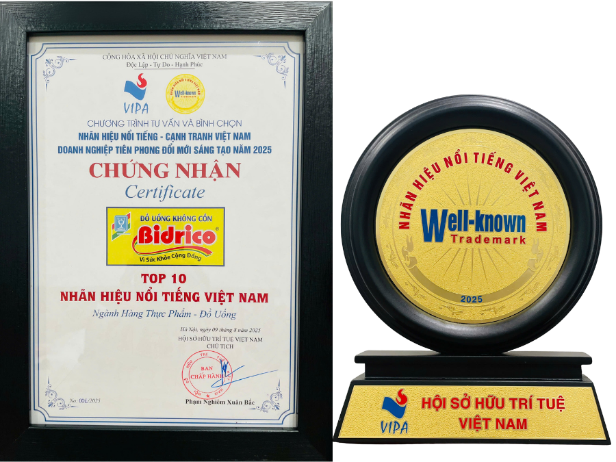 Bidrico đạt chứng nhận nhãn hiệu nổi tiếng Việt Nam năm 2025