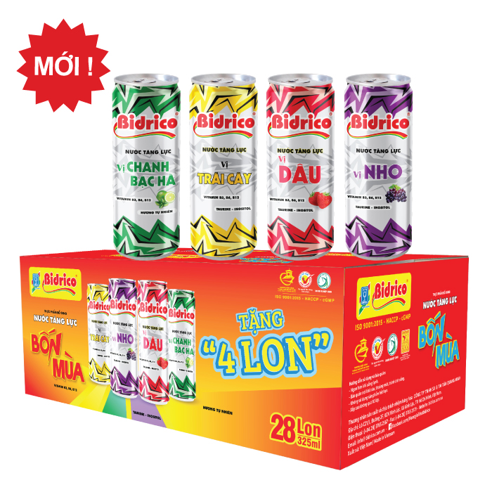 Nước tăng lực Bidrico thùng bốn mùa