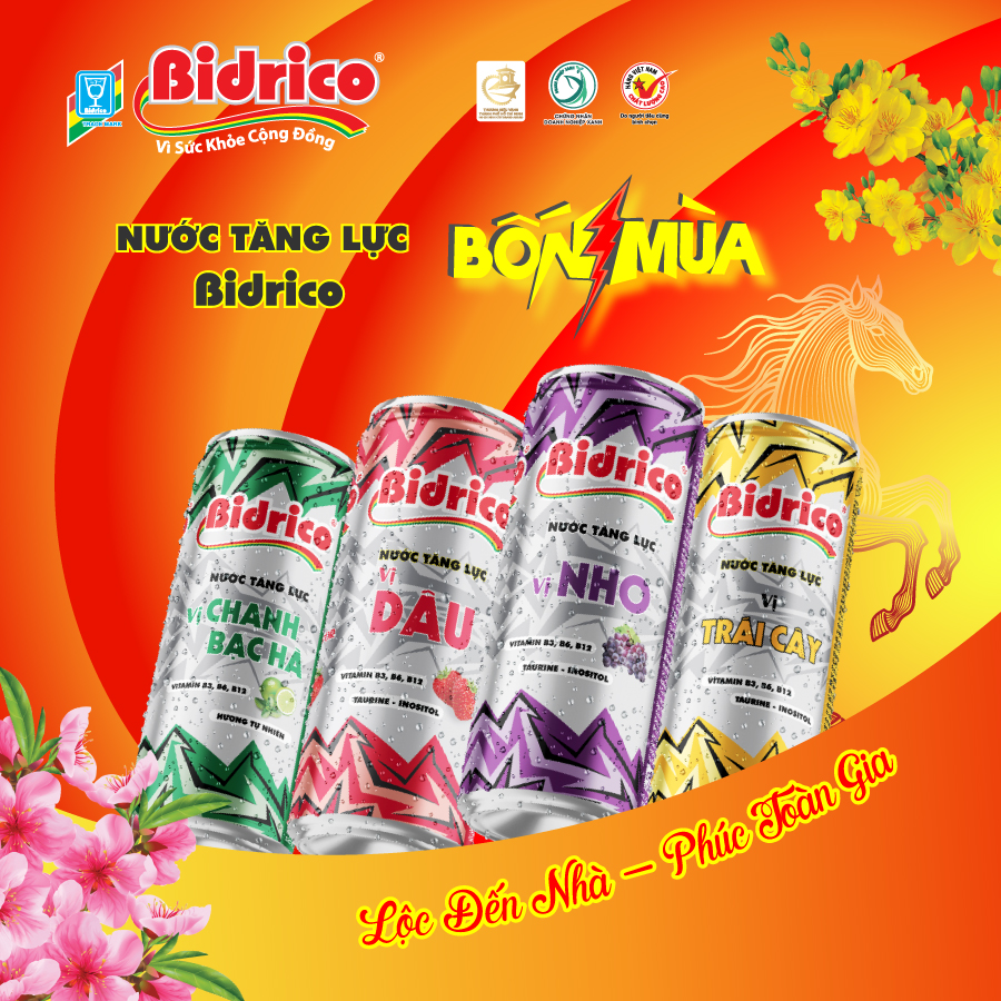 bộ quà tết nước tăng lực lon Bidrico