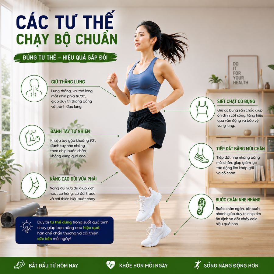 các tư thể chạy bộ tại chỗ đúng cách