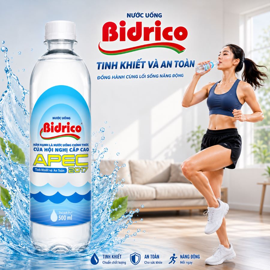 nước uống Bidrico giải khát khi chạy bộ