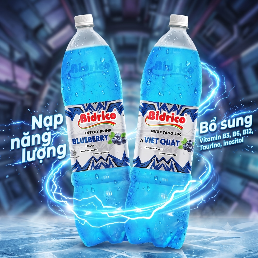 nước tăng lực Bidrico vị việt quất chai 1.75l
